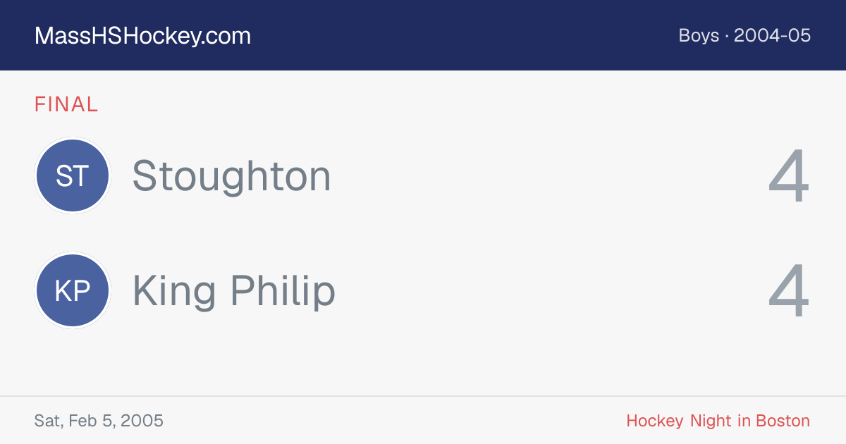 Stoughton at King Philip score card