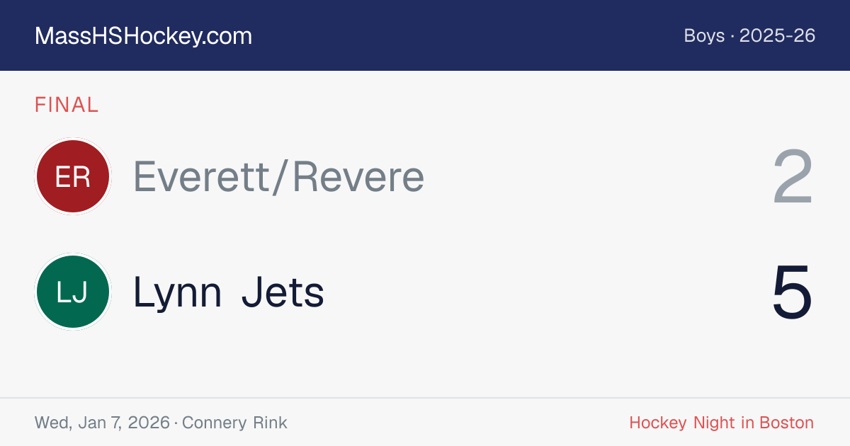 Everett/Revere at Lynn Jets score card