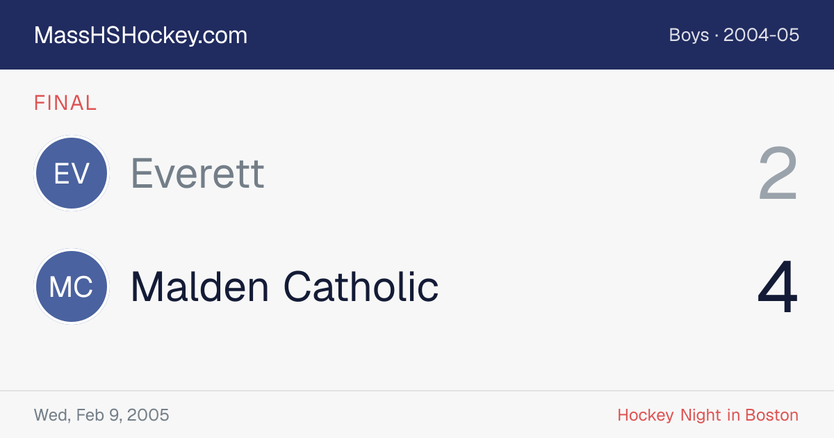 Everett at Malden Catholic score card