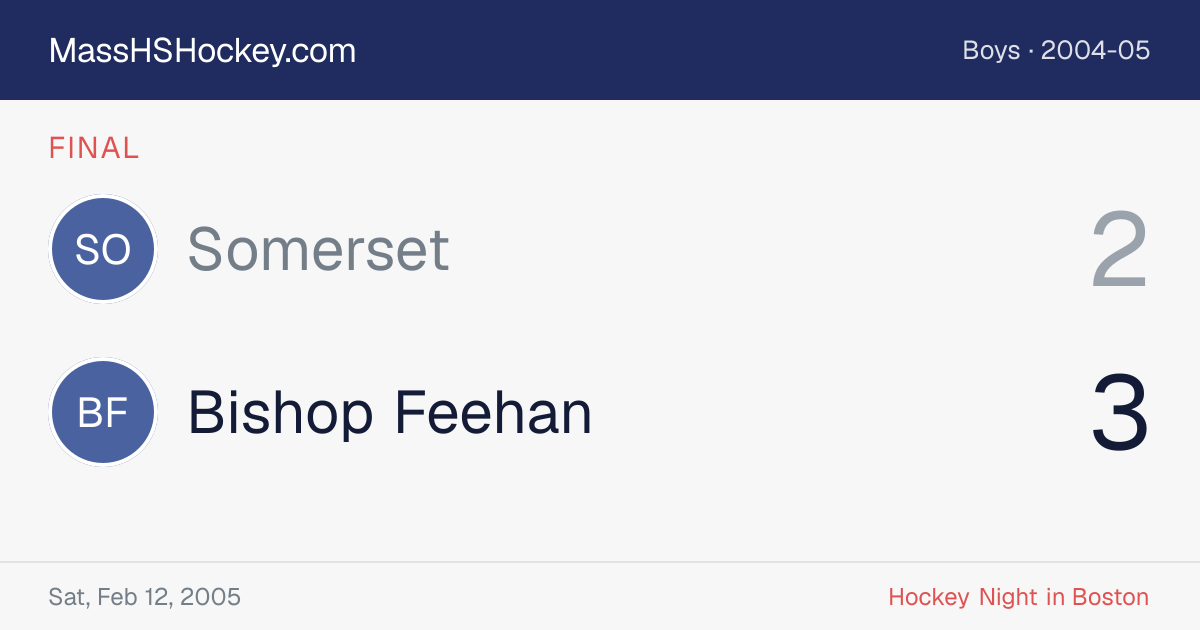 Somerset at Bishop Feehan score card