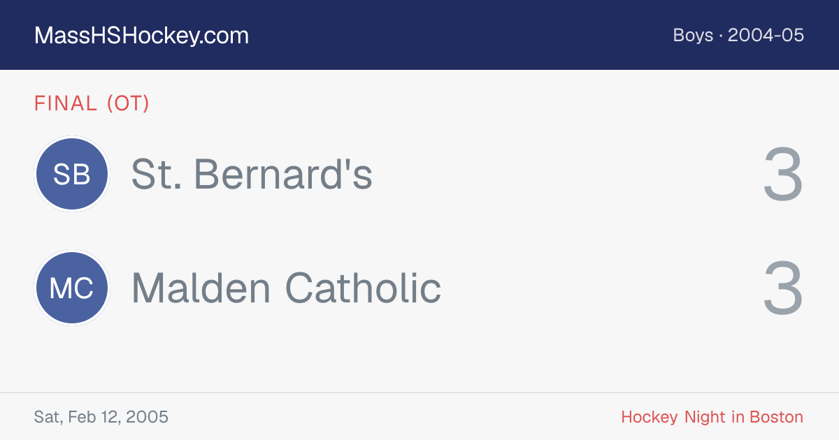 St. Bernard's at Malden Catholic score card