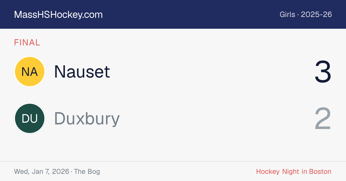 Nauset at Duxbury score card