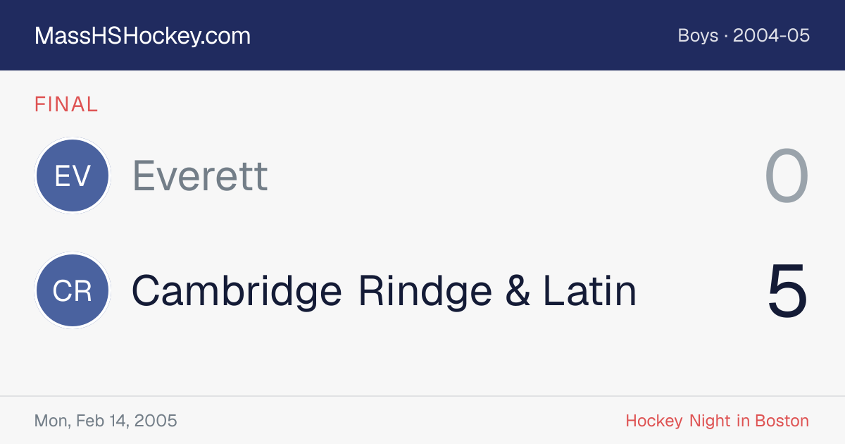 Everett at Cambridge Rindge & Latin score card