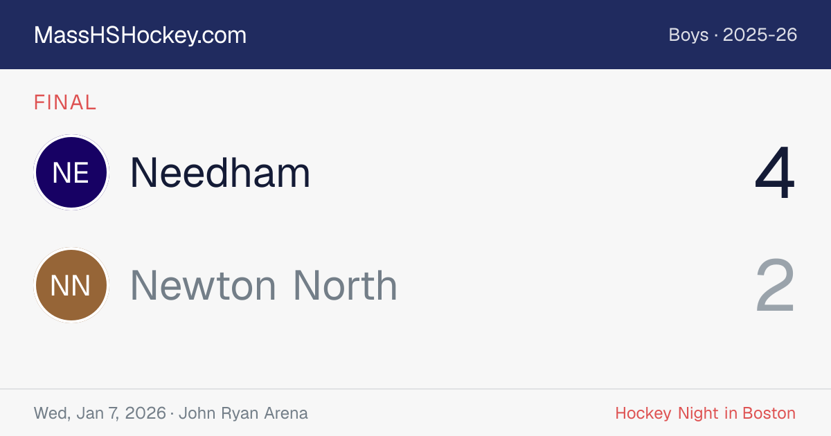 Needham at Newton North score card