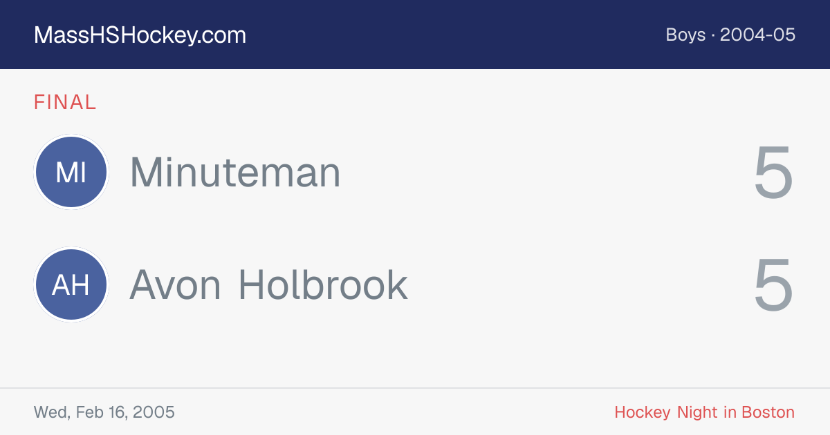 Minuteman at Avon Holbrook score card