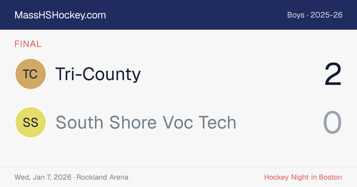 Tri-County at South Shore Voc Tech score card