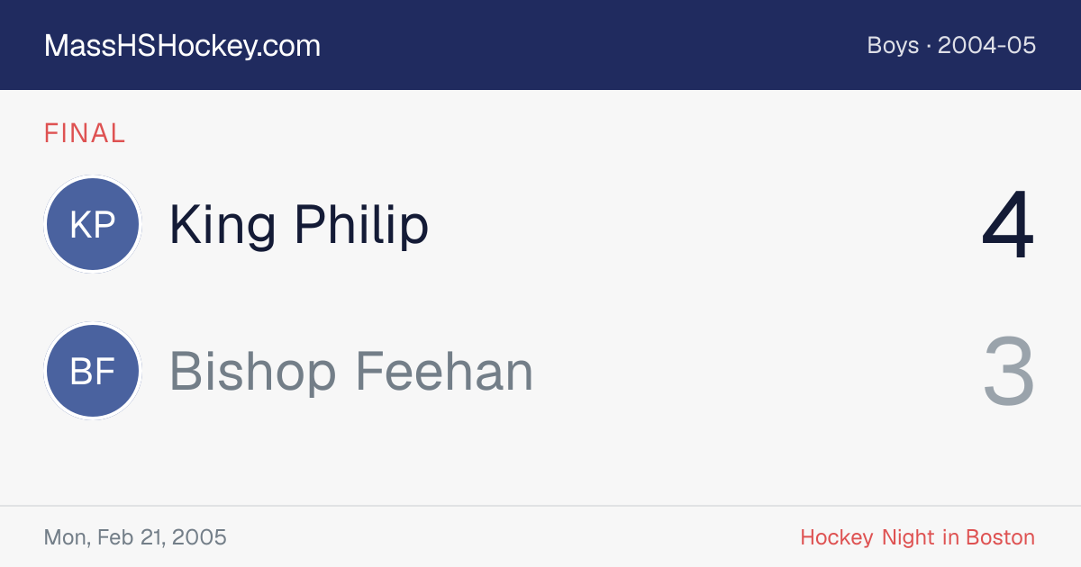 King Philip at Bishop Feehan score card