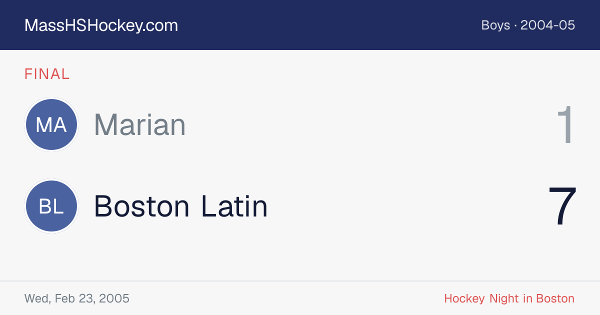 Marian at Boston Latin score card