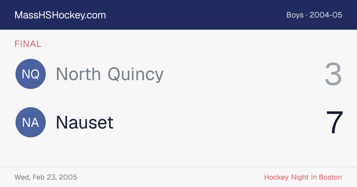 North Quincy at Nauset score card