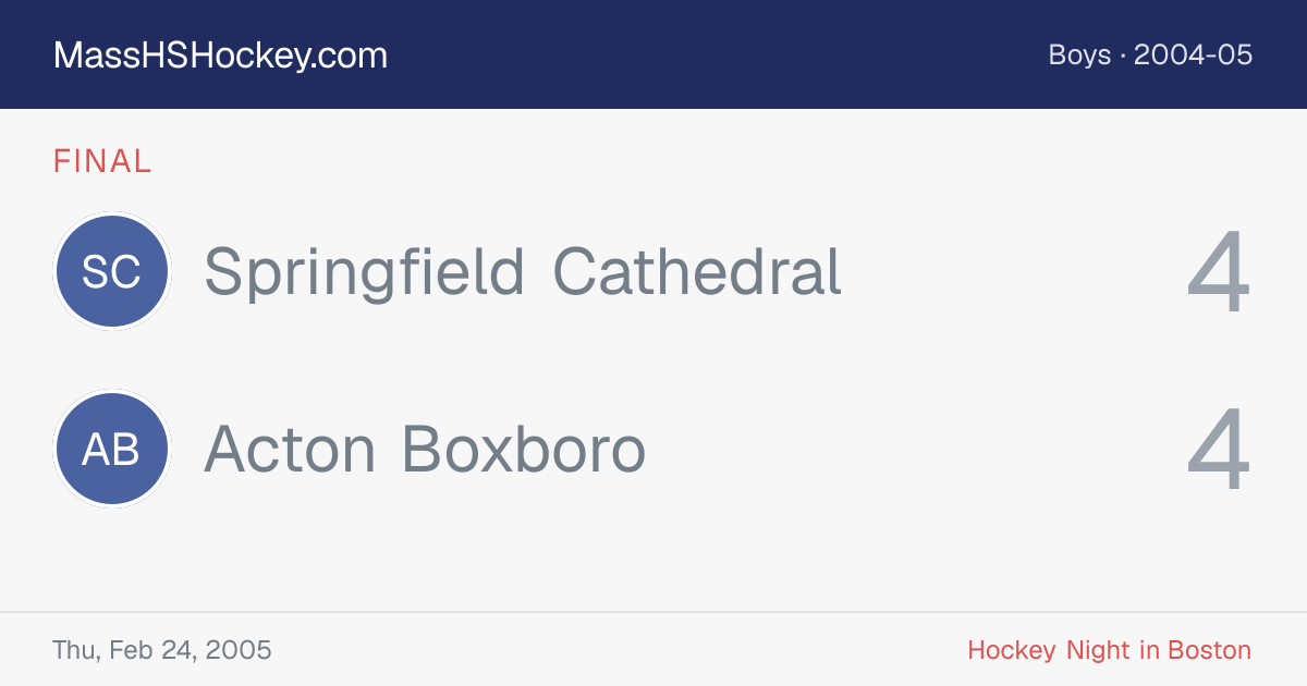 Springfield Cathedral at Acton Boxboro score card