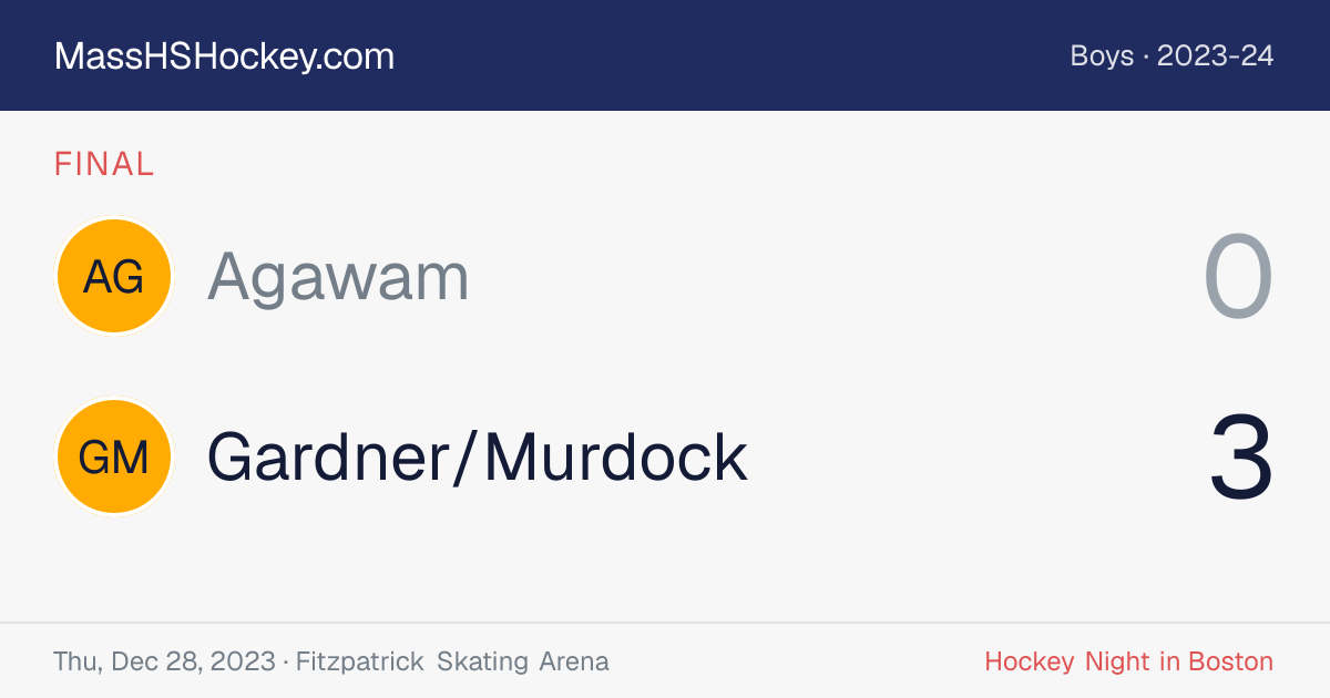 Agawam at Gardner/Murdock score card