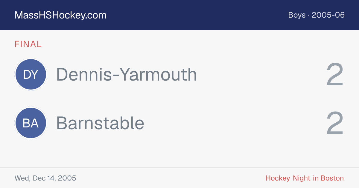 Dennis-Yarmouth at Barnstable score card
