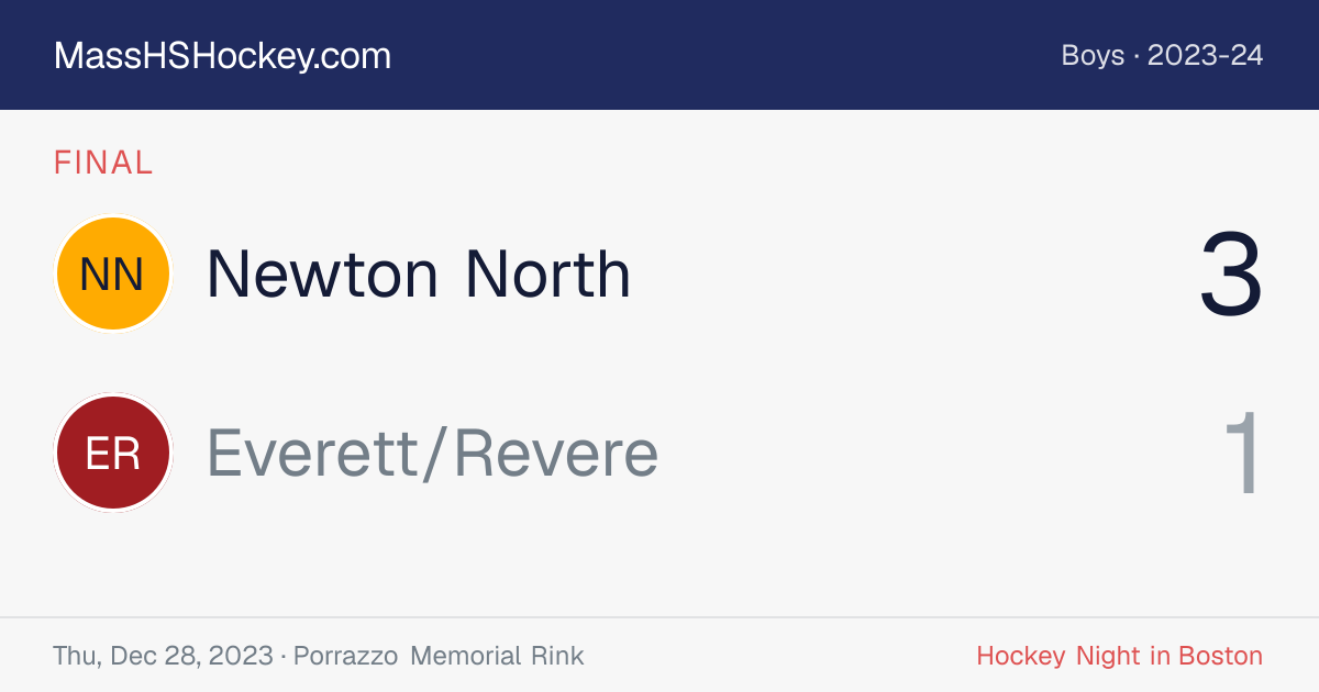 Newton North at Everett/Revere score card