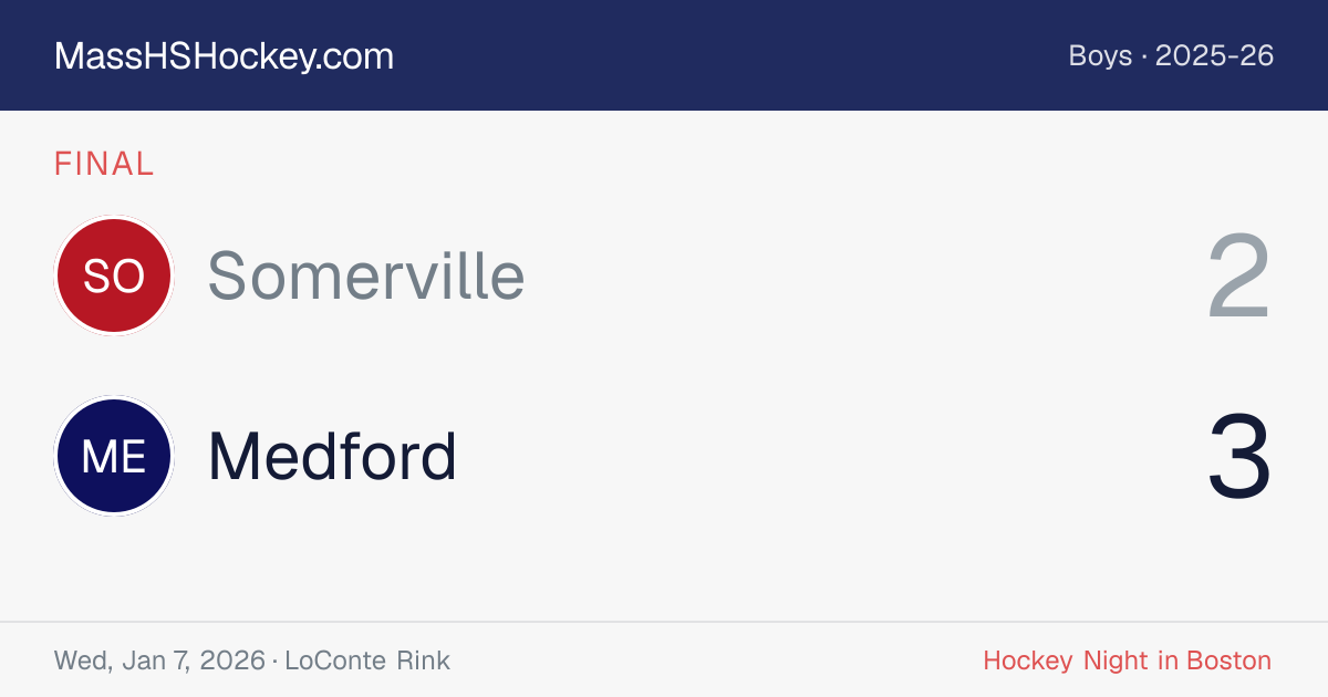 Somerville at Medford score card