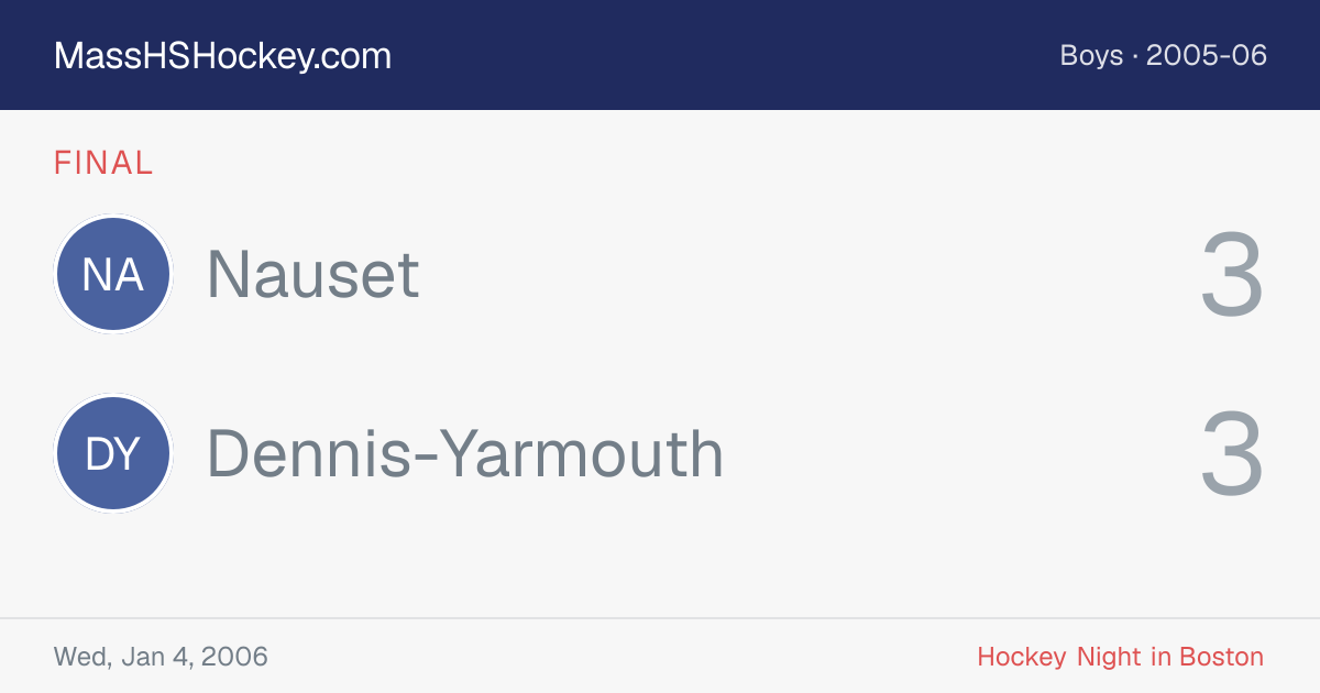 Nauset at Dennis-Yarmouth score card