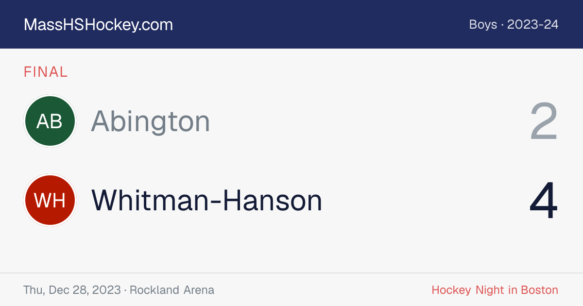 Abington at Whitman-Hanson score card