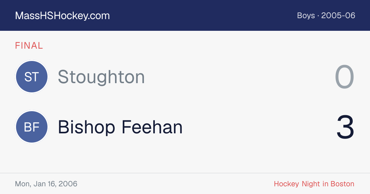 Stoughton at Bishop Feehan score card