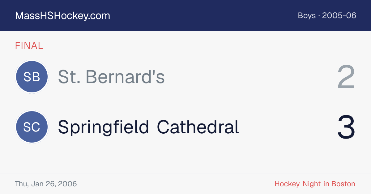 St. Bernard's at Springfield Cathedral score card