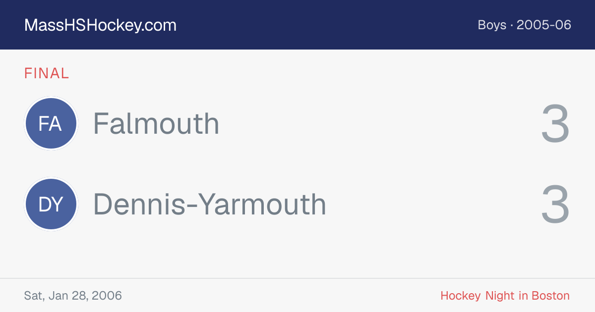 Falmouth at Dennis-Yarmouth score card