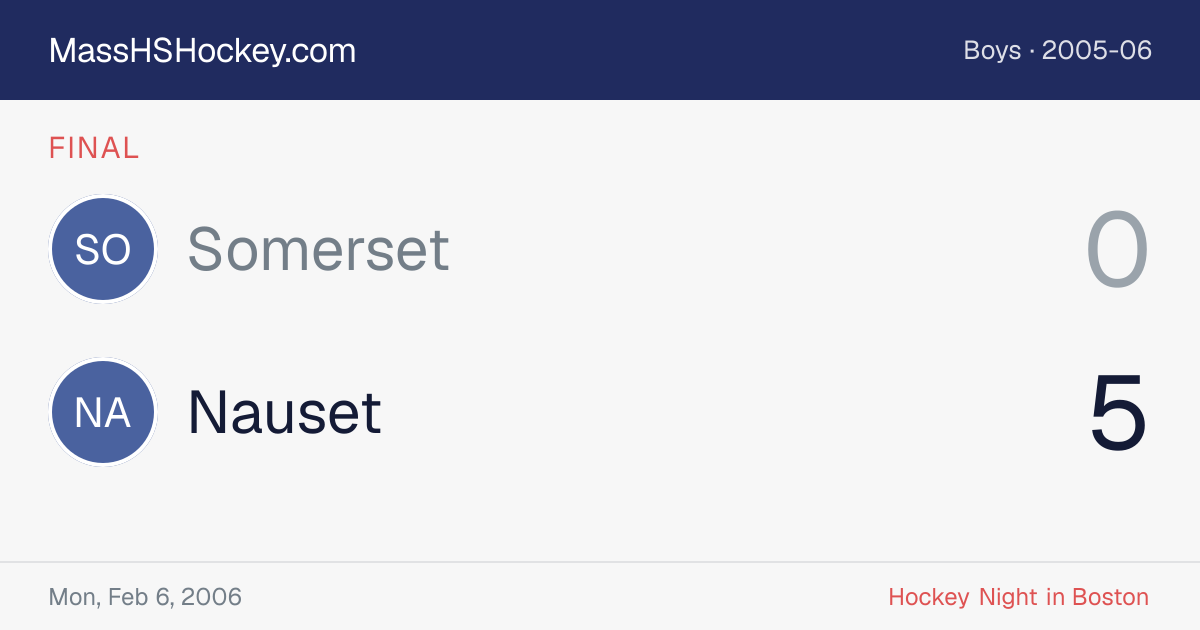 Somerset at Nauset score card