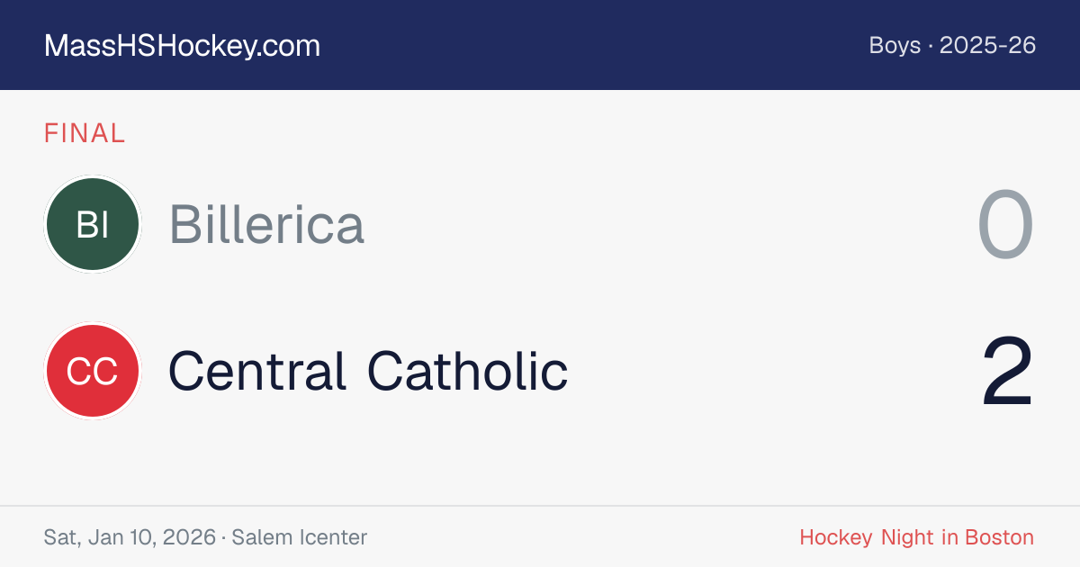 Billerica at Central Catholic score card