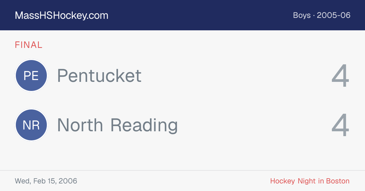 Pentucket at North Reading score card