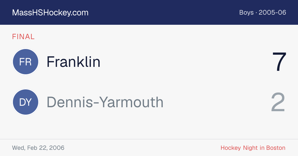 Franklin at Dennis-Yarmouth score card