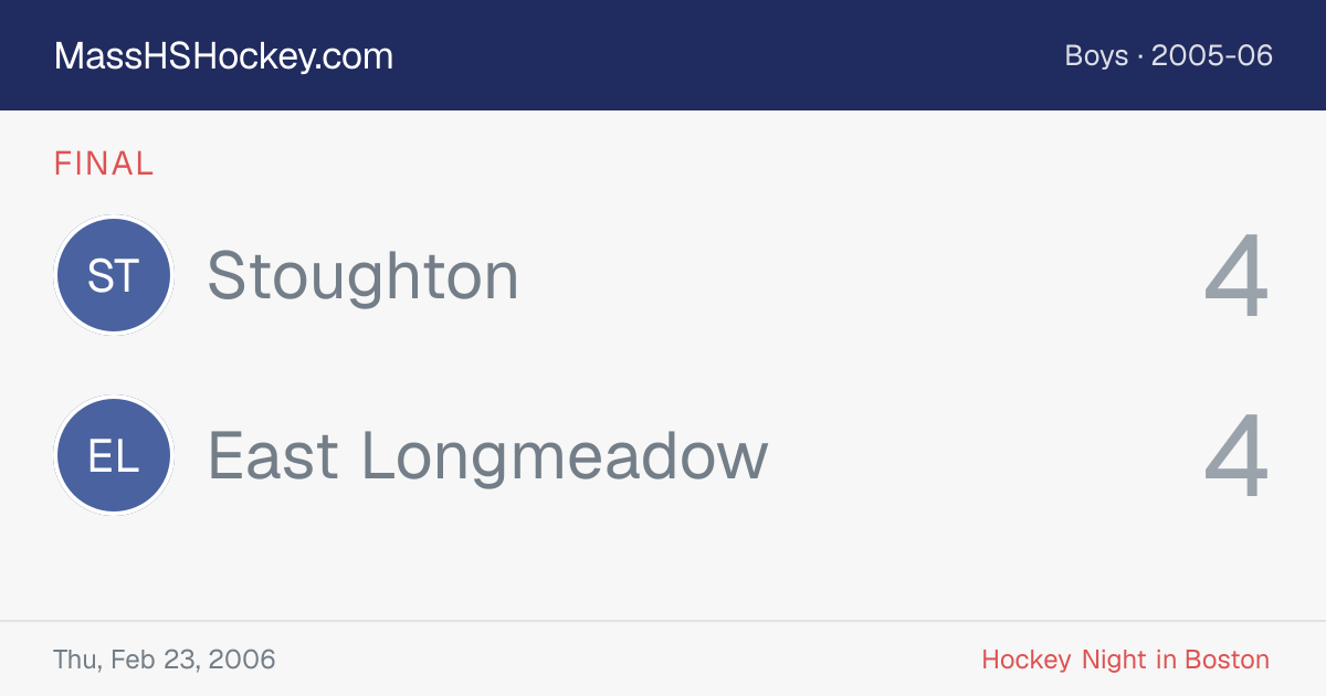 Stoughton at East Longmeadow score card