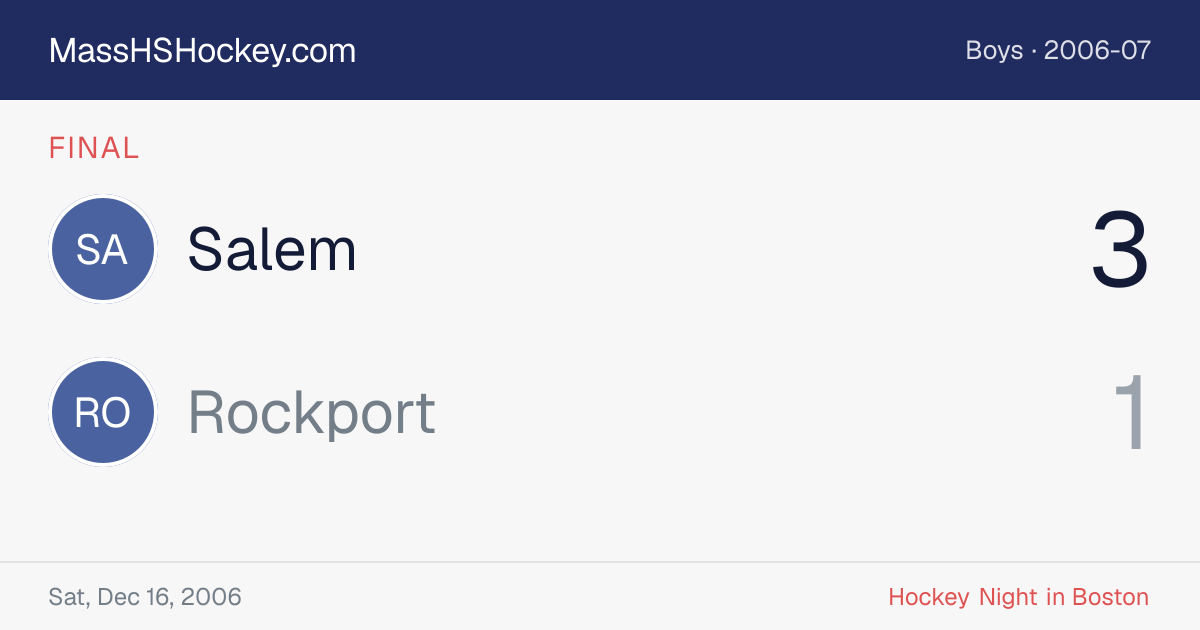 Salem at Rockport score card