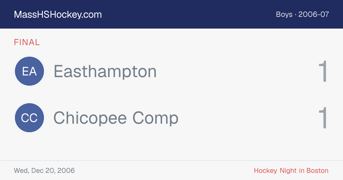 Easthampton at Chicopee Comp score card