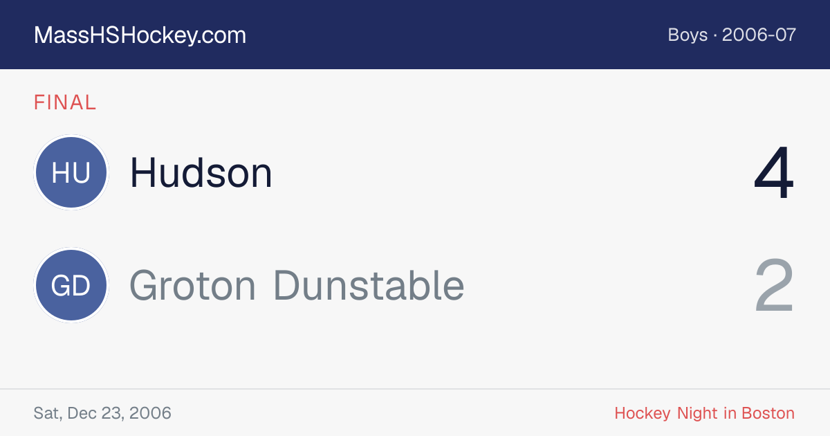 Hudson at Groton Dunstable score card