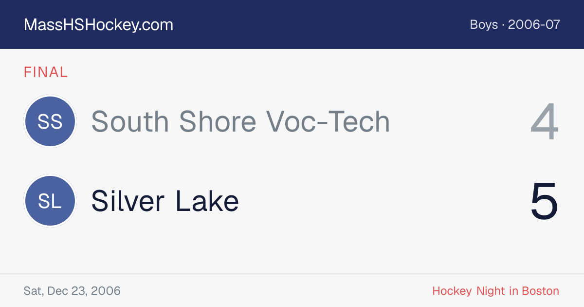 South Shore Voc-Tech at Silver Lake score card