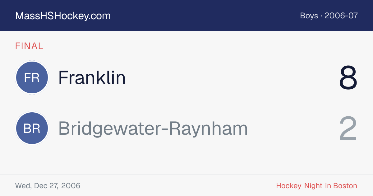 Franklin at Bridgewater-Raynham score card