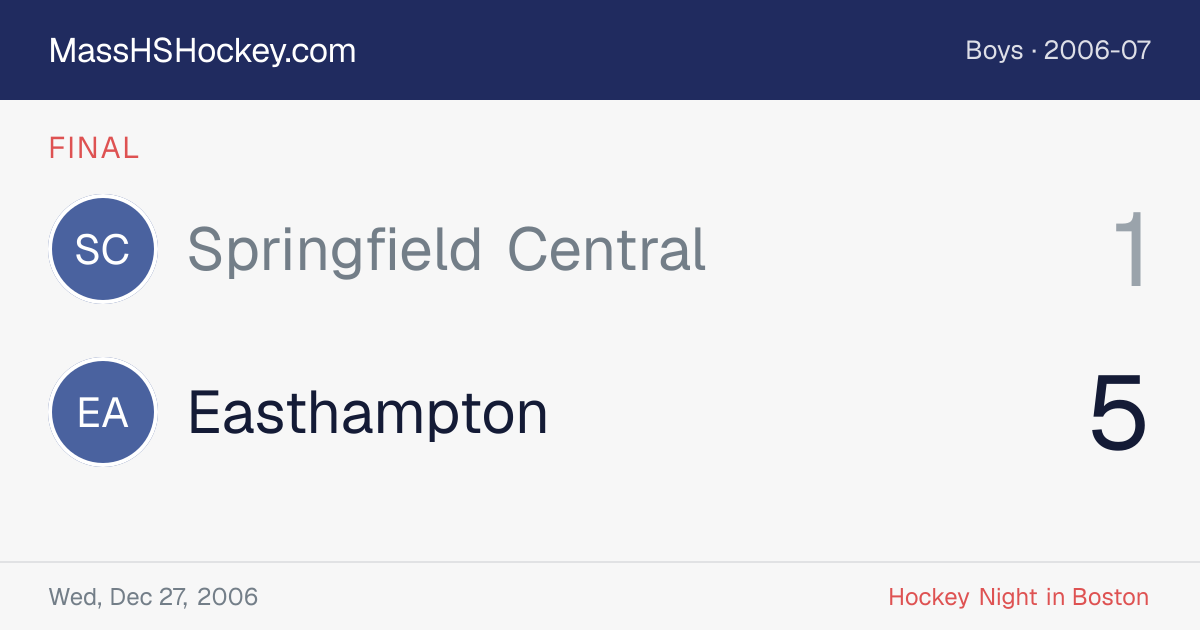 Springfield Central at Easthampton score card