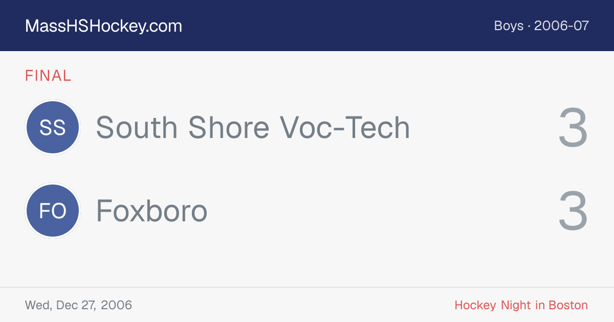 South Shore Voc-Tech at Foxboro score card
