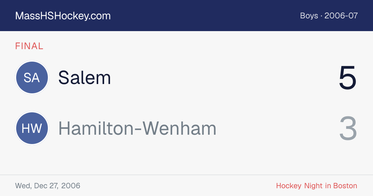 Salem at Hamilton-Wenham score card