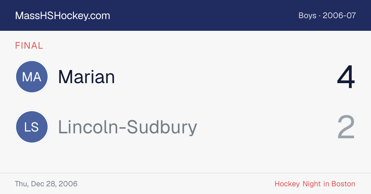 Marian at Lincoln-Sudbury score card