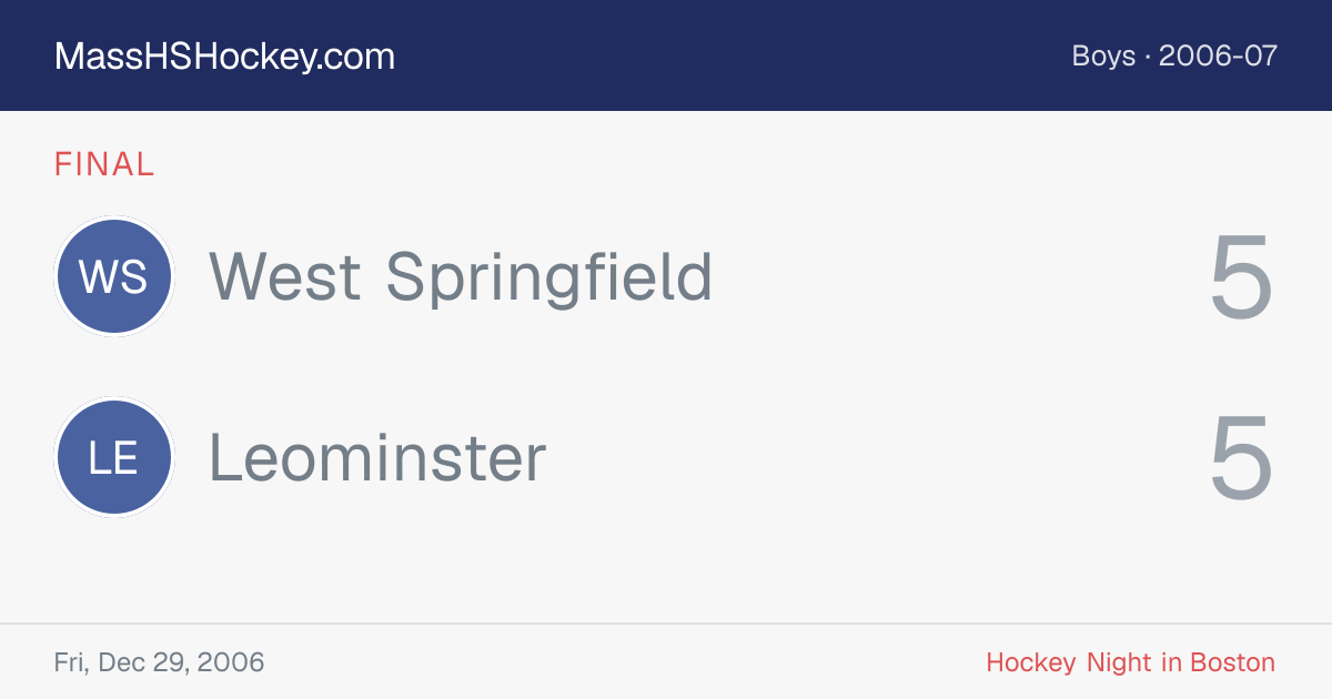 West Springfield at Leominster score card