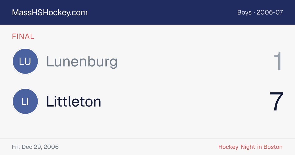 Lunenburg at Littleton score card