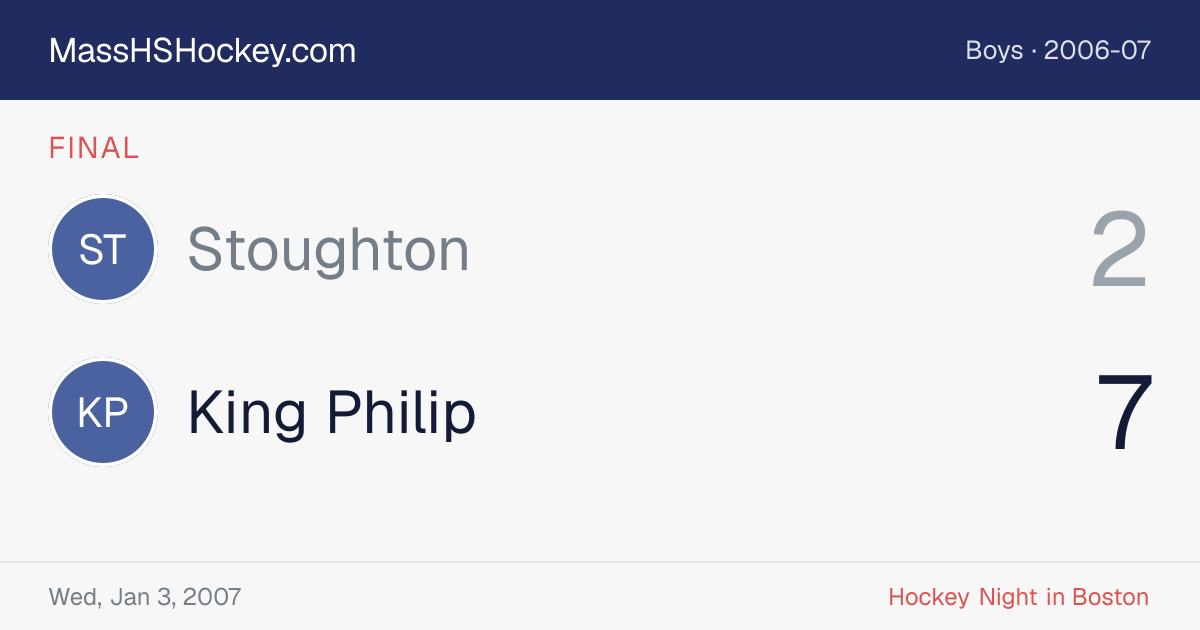 Stoughton at King Philip score card