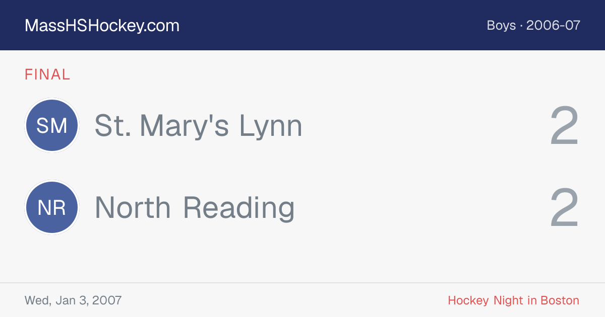 St. Mary's Lynn at North Reading score card