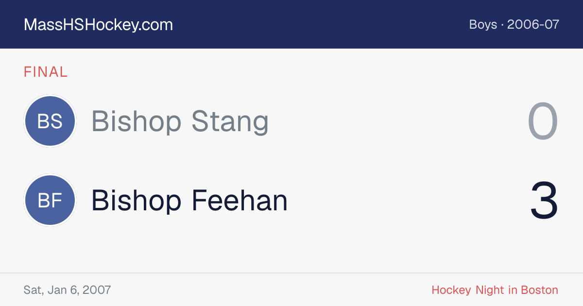 Bishop Stang at Bishop Feehan score card