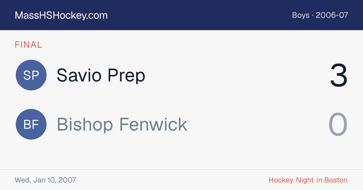 Savio Prep at Bishop Fenwick score card