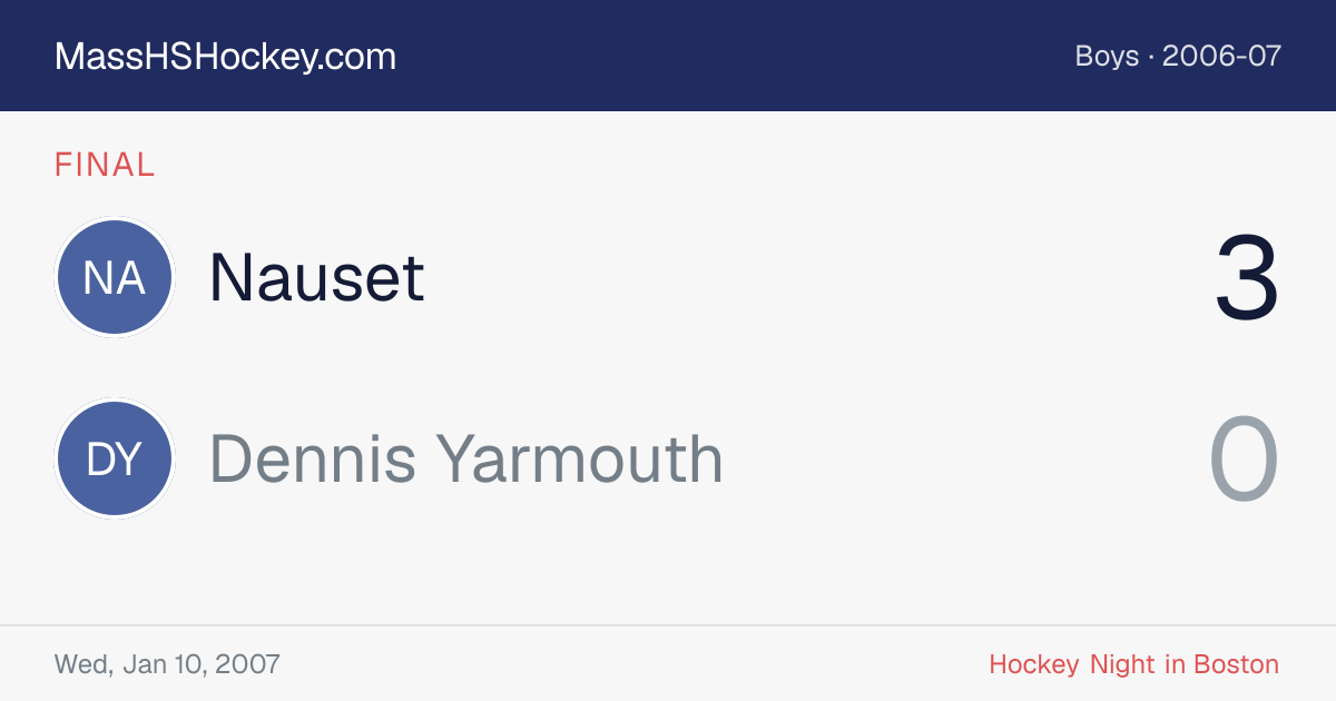 Nauset at Dennis Yarmouth score card