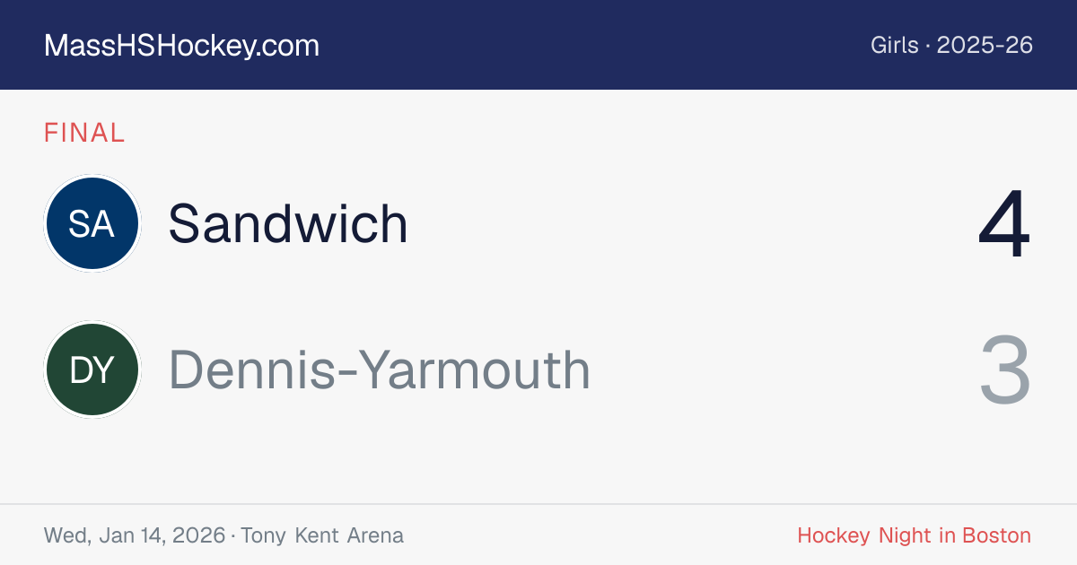Sandwich at Dennis-Yarmouth score card