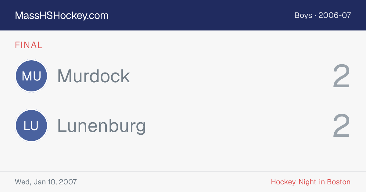 Murdock at Lunenburg score card