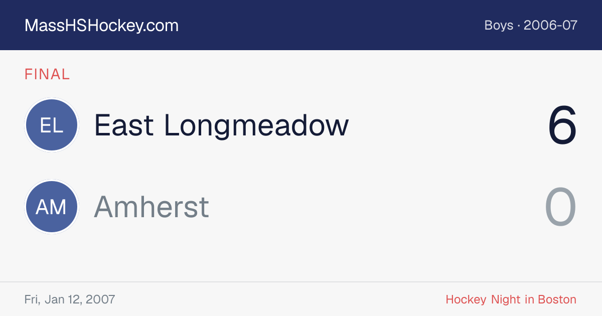 East Longmeadow at Amherst score card