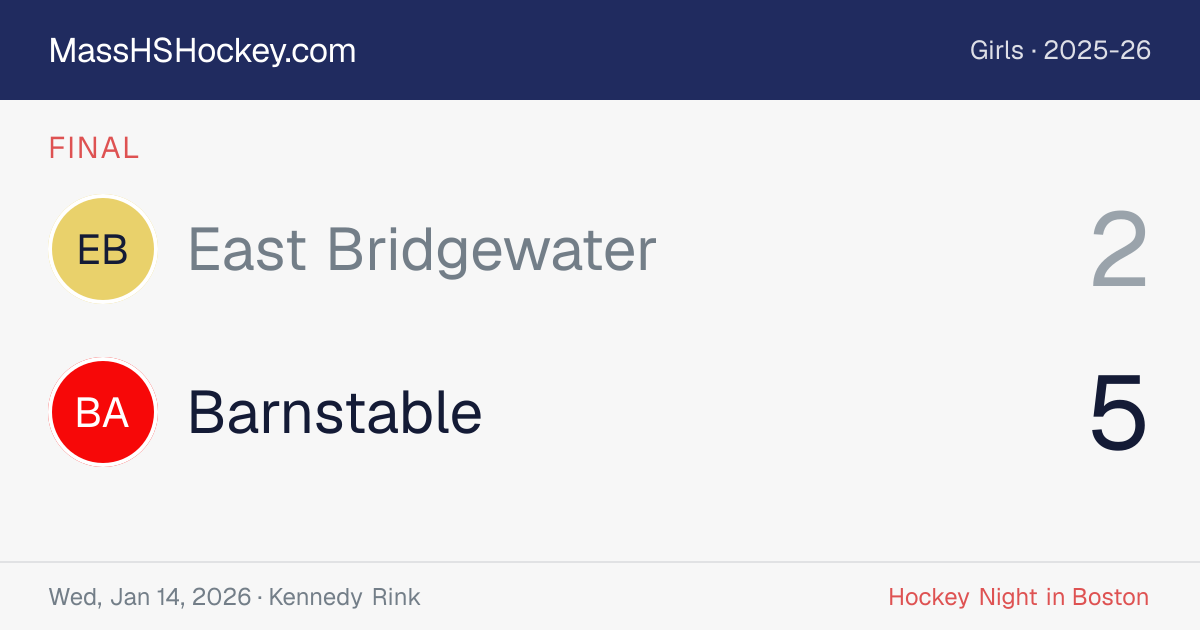 East Bridgewater at Barnstable score card