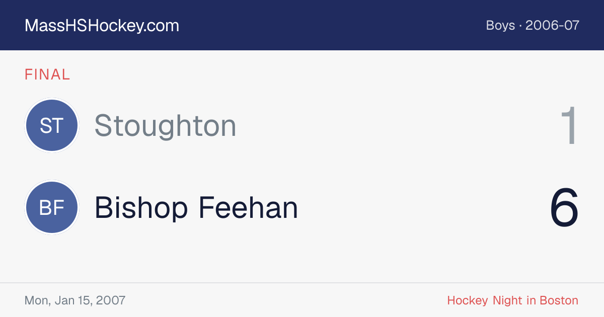 Stoughton at Bishop Feehan score card
