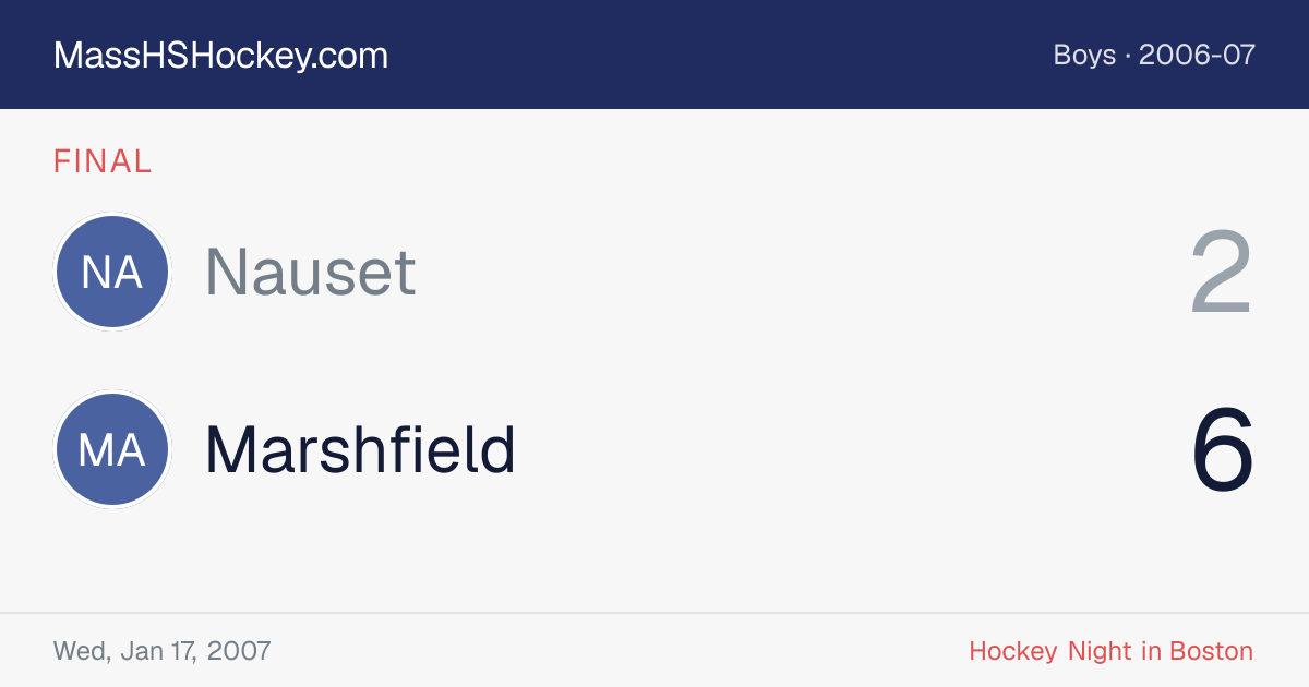 Nauset at Marshfield score card